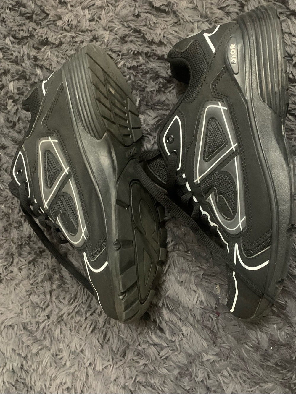 Dior b30 Men's Black Athletic Sneakers with Contrast Trim